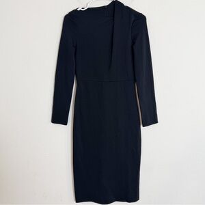 COS long sleeve gathered bodycon sheath dress